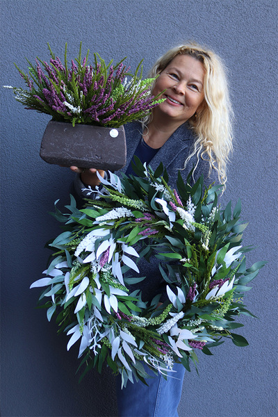  Wrzosy na Jesień, bogaty wianek z wrzosem