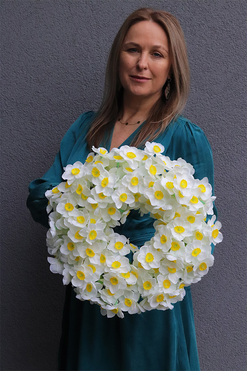 Narcyz, wiosenny wianek na drzwi, śr.40cm