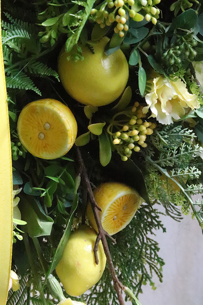 Lemoniada, wianek na drzwi z cytrynami