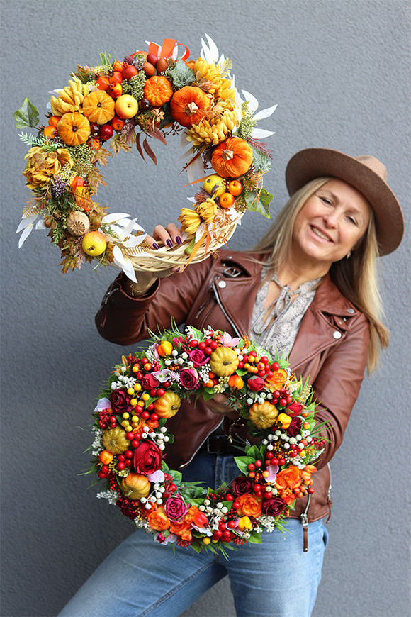 Jesienna Delicja, asymetryczny wianek jesienny