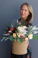 Bedura, brązowy flowerbox z sztucznym suszem, wys.41cm 