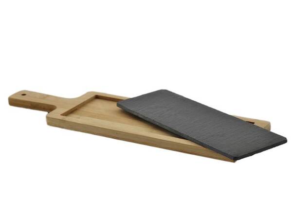 bambusowa deska z kamiennym wkładem, Volcana, wym.40x12cm