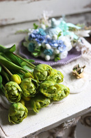 bukiet gumowych tulipanów, Maggio Novelty Green, 7szt. dł.44cm