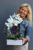 Banerra White Deluxe, sztuczny storczyk z wrzosami