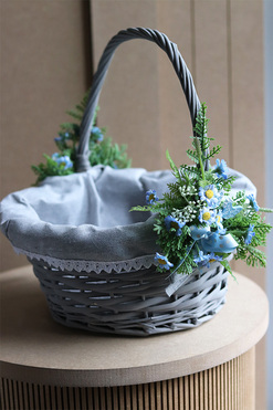 Niezapominajka, dwustronnie dekorowany koszyczek wielkanocny, wys.33cm 