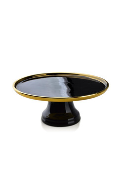 porcelanowa patera glamour Lina Black, śr.30cm
