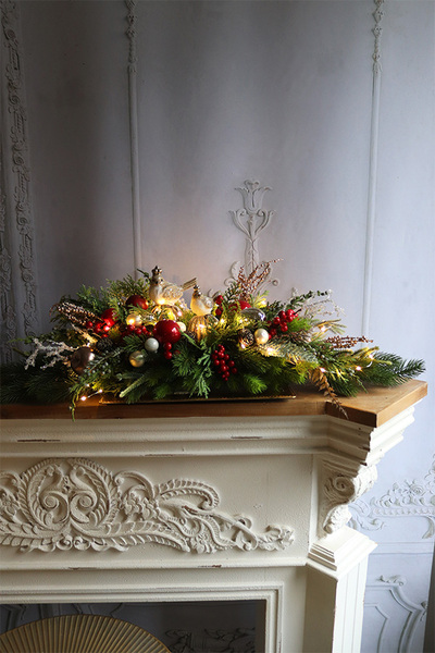 Ptaki w Parku, świąteczny stroik LED na tacce