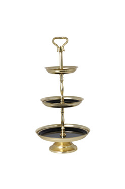 Goldata Black, emaliowana etażerka trójpoziomowa, wym.52x25.5cm