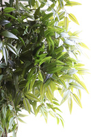 Fikus Benjamin I Gold Line, sztuczna roślina w złotej donicy