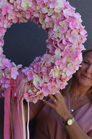 Light Pink, duży wianek na drzwi z hortensji