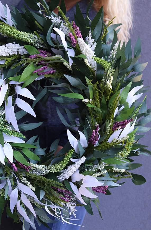  Wrzosy na Jesień, bogaty wianek z wrzosem