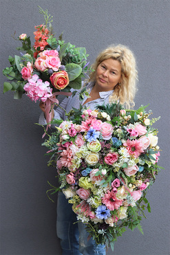 Serce Gefro, komplet dekoracji nagrobnych, wiązanka + bukiet