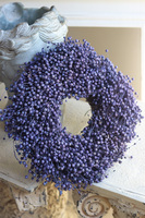 Ludowy Len, dekoracyjny wianek z suszu stabilizowanego, fioletowy