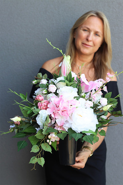 Triveria Pink, bukiet nagrobny we wkładzie do wazonu, dł.55cm