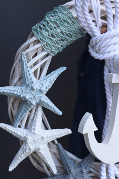 Kotwica & Rozgwiazdy 2, marynistyczny wianek do powieszenia na drzwiach, śr.41cm