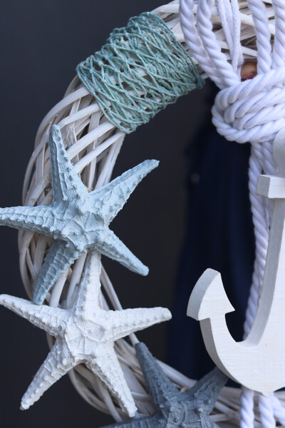 Kotwica & Rozgwiazdy 2, marynistyczny wianek do powieszenia na drzwiach