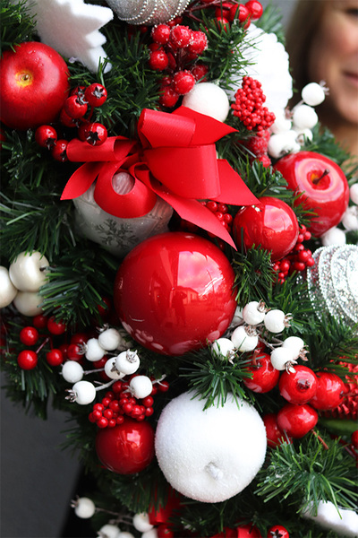 bogata girlanda świąteczna, Karminowa New, dł.150cm