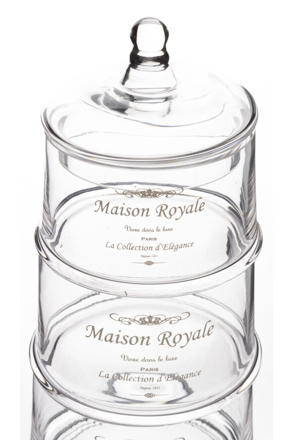 Maison Royale A, bomboniera szklana, komplet trzech pojemników