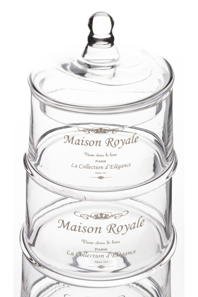 Maison Royale A, bomboniera szklana, komplet trzech pojemników
