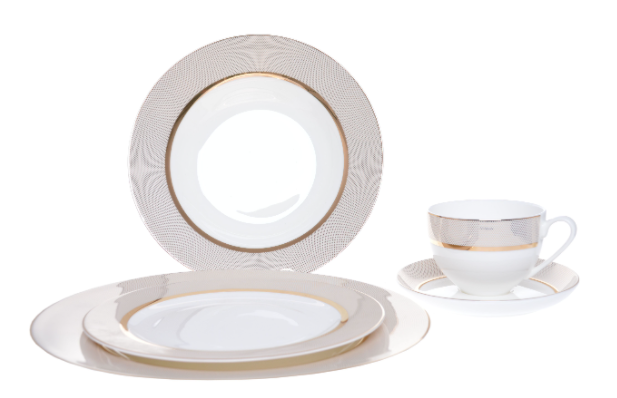 OD RĘKI  komplet obiadowy dla 6 osób, 30 elementów, Golden Delia I 