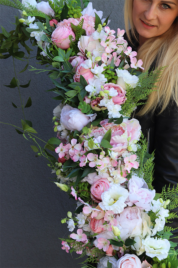 Malediwy Pink, stylowa girlanda ze sztucznych kwiatów, dł.150cm