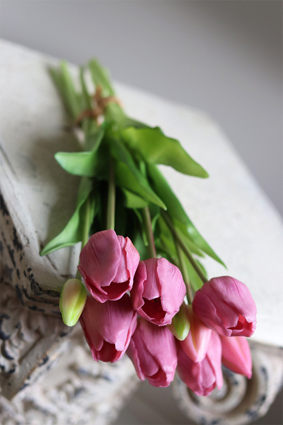 April New, bukiet tulipanów silikonowych Pudrowy Róż