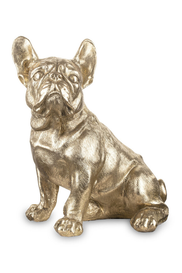 Buldog Francuski, złota figurka dekoracyjna pies