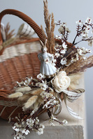 Zajęczy, dwustronnie dekorowany koszyczek wielkanocny