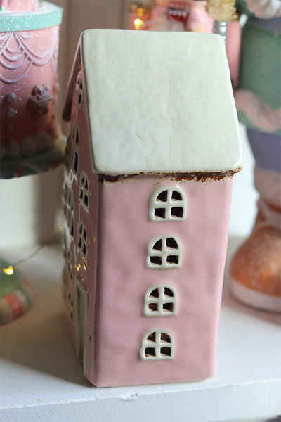 Pink Town domek ceramiczny lampion	