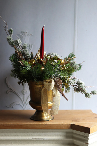 Złota Łuna, elegancki świąteczny stroik w pucharze