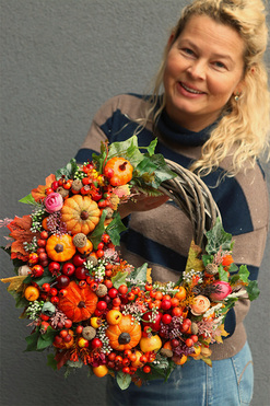 Jesień w Domu, jesienny wianek z dyniami, śr.38cm  