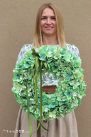 Hortensje Miętowe, zielony wianek na drzwi