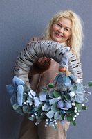 Blue Christmas Deco, świąteczny wianek dekoracyjny