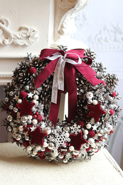 Szyszki&Bordo, świąteczny wianek dekoracyjny, śr.32cm 