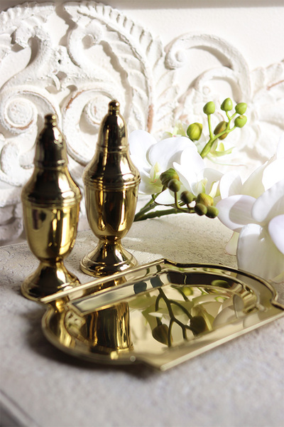 komplet przyprawników z tacką (sól i pieprz), Lux Villa Gold Glamour