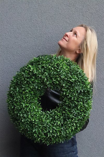 Bukszpanowy Deluxe, zielony wianek na drzwi