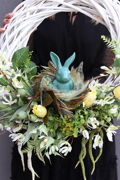 Wielkanoc z Zajączkiem, wielkanocny wianek na drzwi, rozp.55cm