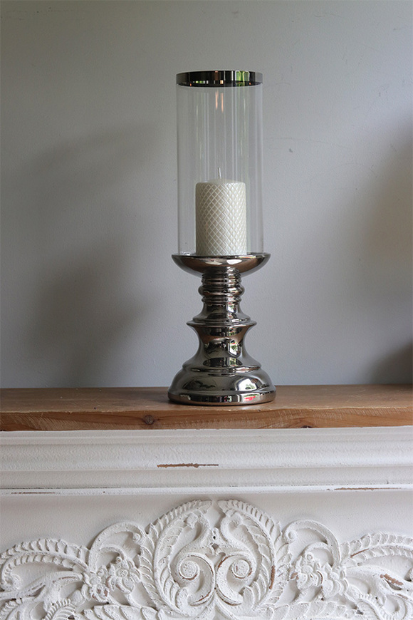 Glamour Versailles, szklany świecznik na ceramicznej nodze