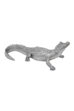figurka Krokodyl, kolor srebrny, wym.12x34x16.5cm