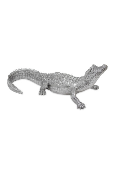 figurka Krokodyl, kolor srebrny, wym.12x34x16.5cm 