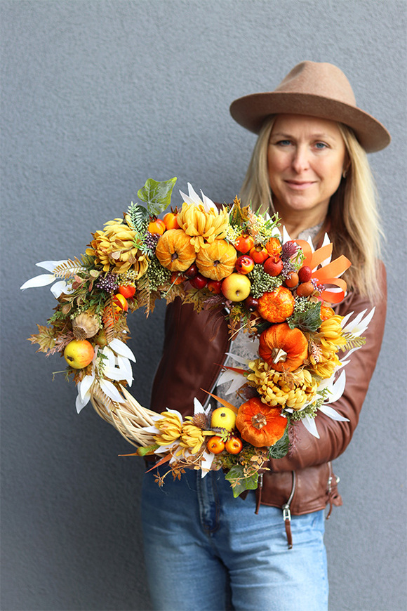 Jesienna Delicja, asymetryczny wianek jesienny