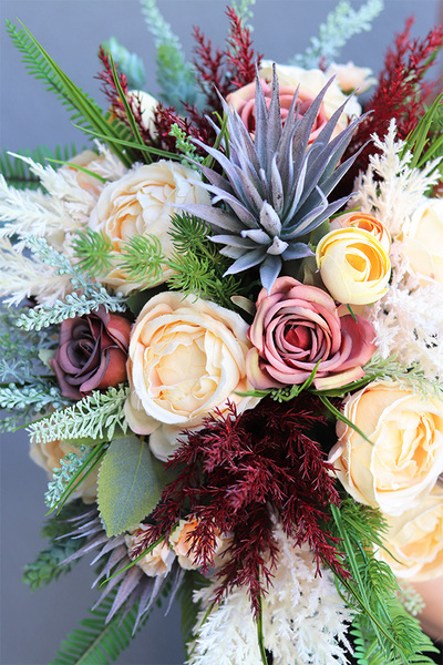 Bedura, brązowy flowerbox z sztucznym suszem, wys.41cm 