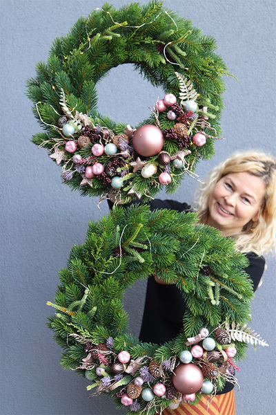 zimowy wianek pudrovy, Ewa, śr.48cm