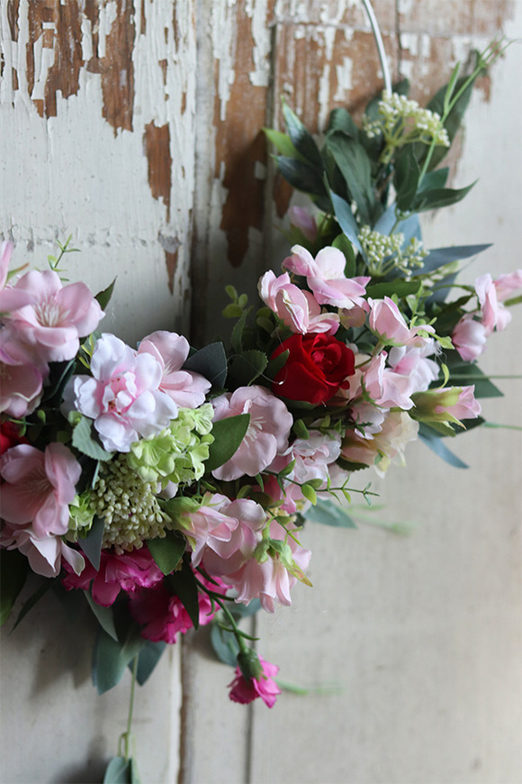 Helise Subtelle, barwny wianek na drzwi na obręczy, śr.38cm 