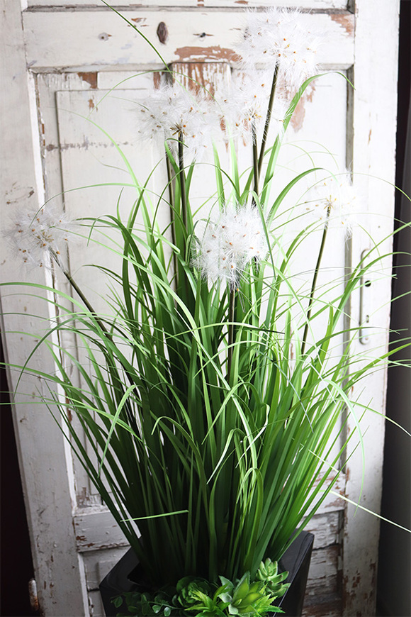 Fiberglass Restrino, trawy i sukulenty w donicy fiberglass, wys.161cm