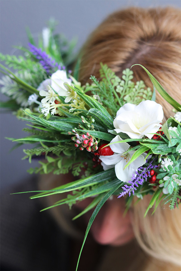 Geriba, kwiatowy wianek na głowę, rozmiar uniwersalny