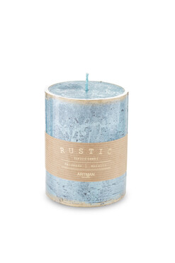 Rustic Patin, turkusowa świeca walec, gruby, wys.11,5cm 