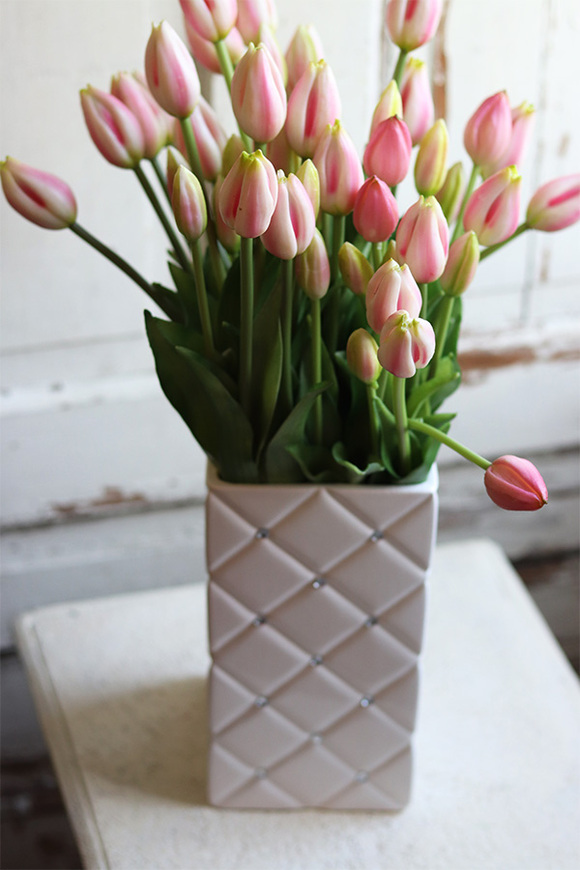 kompozycja wielkanocna z gumowymi tulipanami, Glamour Tulips, wys.53cm