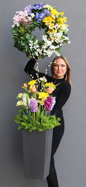 duży wiosenny wianek, Flisatti, śr.55cm