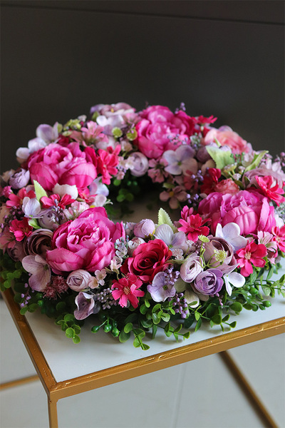 Rosalista, różowy wianek dekoracyjny